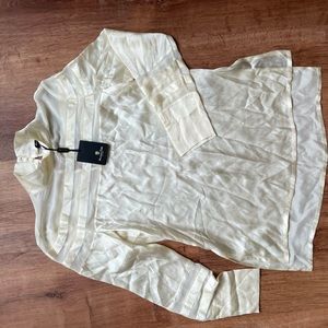 Massimo Dutti Off White Silk Long Sleeve Blouse 2